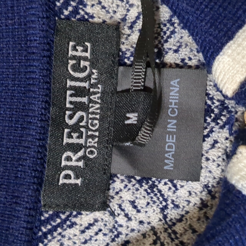 Prestige Original Zip-Up Polo Sweater Navy blue Style mens size Medium NWT - Picture 6 of 7